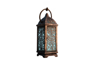 Ornate lantern with intricate design isolated on transparent background