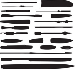 Black Silhouettes of Various Objects: Minimalist Design, Vector Art