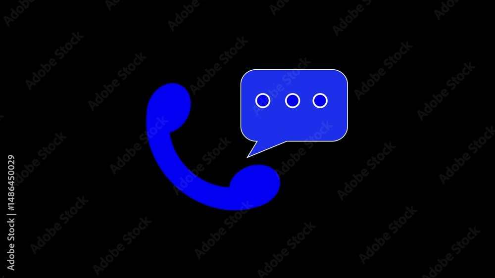 Poster missed call notification animation. sleek linear icon with phone handset and chat bubble, symbolizin