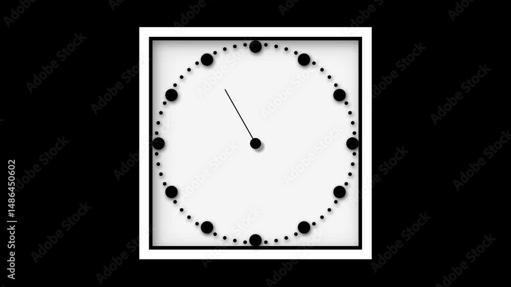 Poster fast paced time-lapse of a black and white analog wall clock on a dark background. motion blur shows
