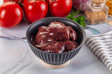 Raw chicken liver for cooking