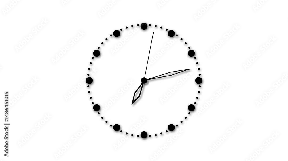 Aufkleber wall clock time-lapse on a white background showing fast movement of analogue hands with motion blur