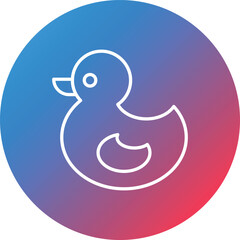 Duck Toy Line Gradient Circle Background Icon