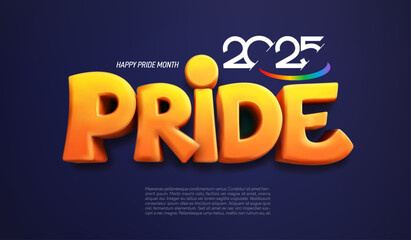 LGBT Pride Month 2025. Celebrated annual. LGBT flag. Lesbian Gay Bisexual Transgender in June. Rainbow love concept. Human rights and tolerance. Vector poster, card, banner, background, social media.