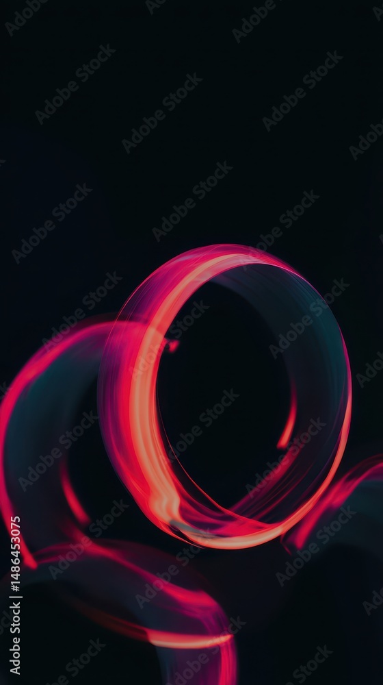 Poster abstract glowing rings in vibrant colors with a dark background, creating a mesmerizing visual effec