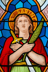 Obraz premium Stained glass (1939) of Saint Sabine.