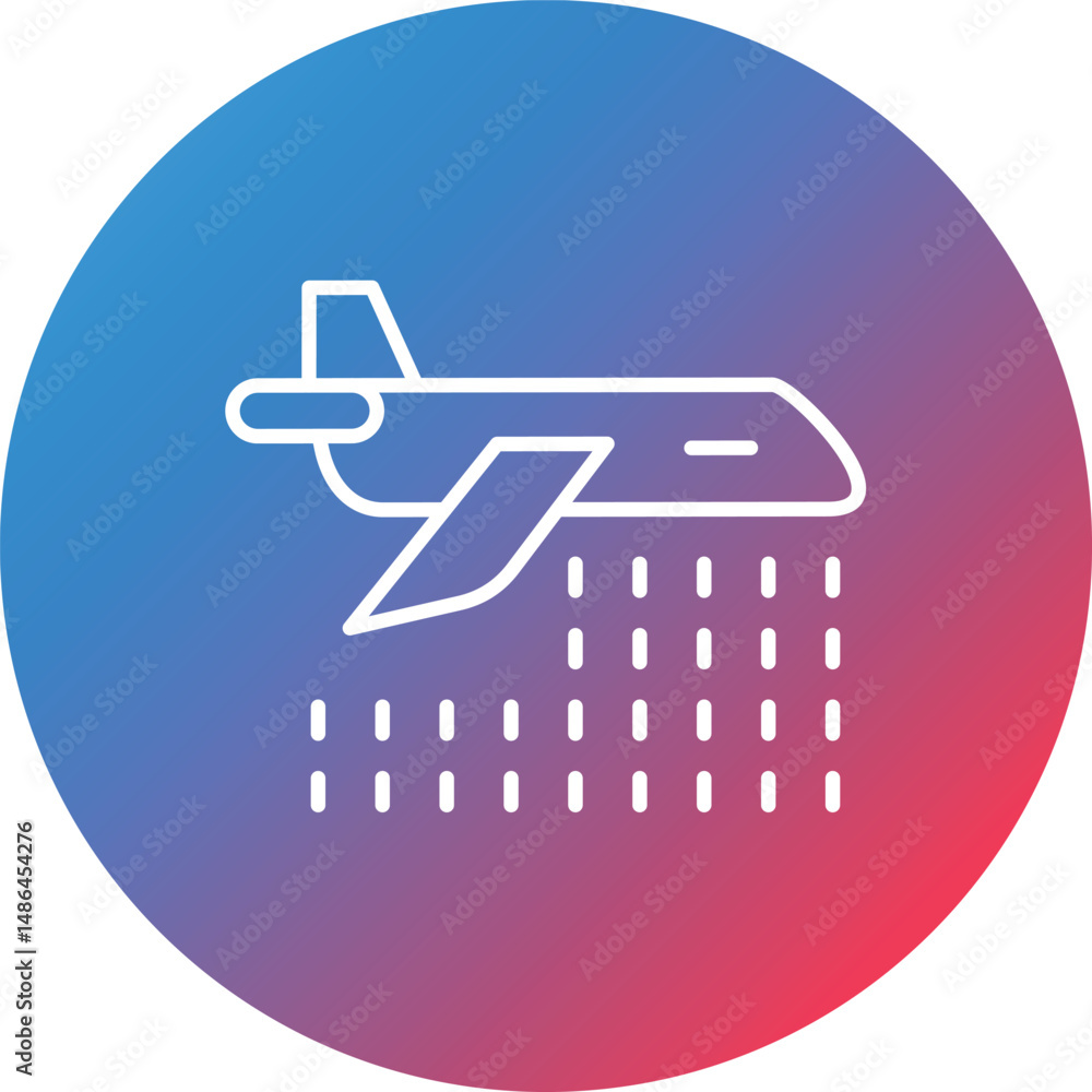 Poster firefighter plane line gradient circle background icon