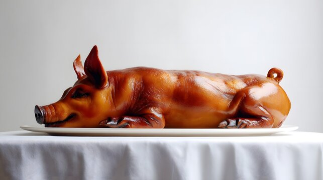A perfectly roasted whole pig, a culinary masterpiece ready for a delicious holiday feast.