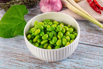 Edamame beans in the bowl