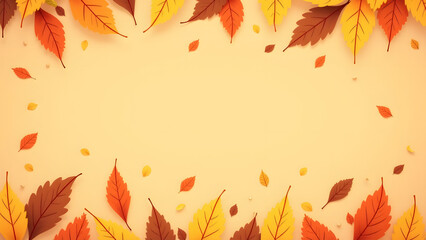 Obraz premium Whimsical dry leaves pattern in autumn colors with playful details for kids' educational designs.