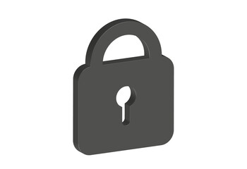 Simple 3D illustration of a padlock, PNG format