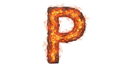 Fototapeta premium The Fiery Letter P An Intense Symbol of Burning Energy and Passion