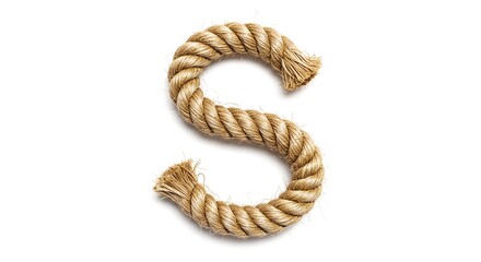 Rope Letter S Isolated on White Background Strong and Natural Material