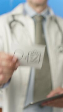 Medical professional using a tablet, highlighting the process of research leading to validated results, symbolizing evidence based medicine