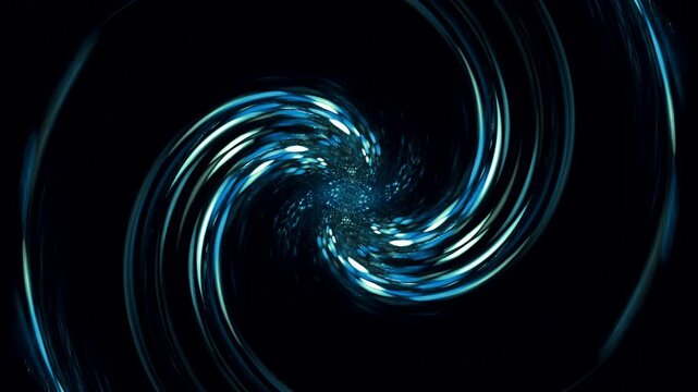 Spiralf&ouml;rmige abstrakte innovative Grafik &ndash; wellenf&ouml;rmige dynamische fliessende Transformation, Dynamik, Design, Technologie, Wissenschaft, Zentrum, Mitte, Hintergrund, blau, t&uuml;rkis, schwarz
