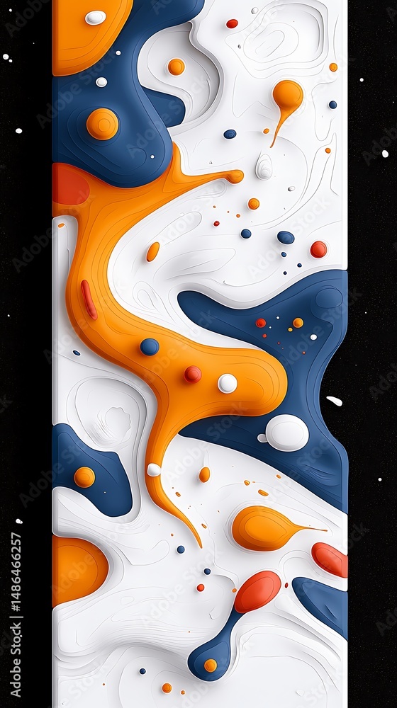 Poster abstract fluid shapes digital art with bold lines and dynamic perspective