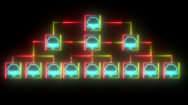 Cloud computing - Devices connected to the "cloud". Cloud Based Sharing Line Icon Design. Cloud computing concept .Abstract cloud connection technology background.