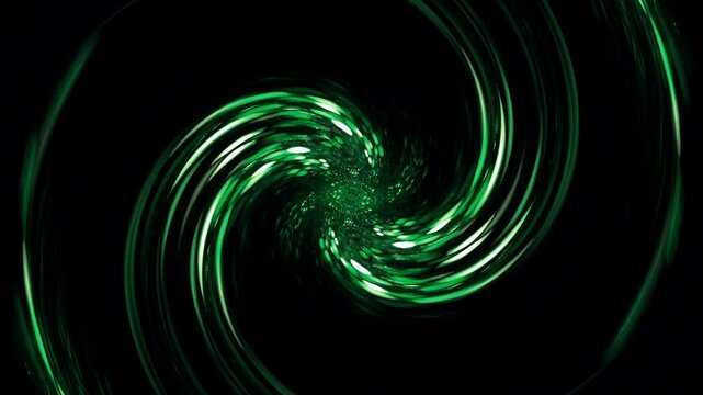Spiralf&ouml;rmige abstrakte innovative Grafik &ndash; wellenf&ouml;rmige dynamische fliessende Transformation, Dynamik, Design, Technologie, Wissenschaft, Zentrum, Mitte, Hintergrund, gr&uuml;n, schwarz
