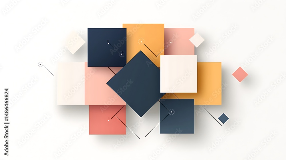 Poster abstract geometric pattern with colorful overlapping squares