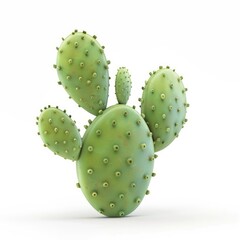 Digital illustration of a vibrant green prickly pear cactus.