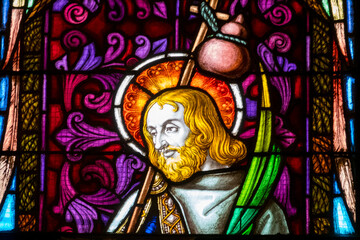 Stained glass (19th century) of Saint James the Greater or Saint James of Compostela or Saint...