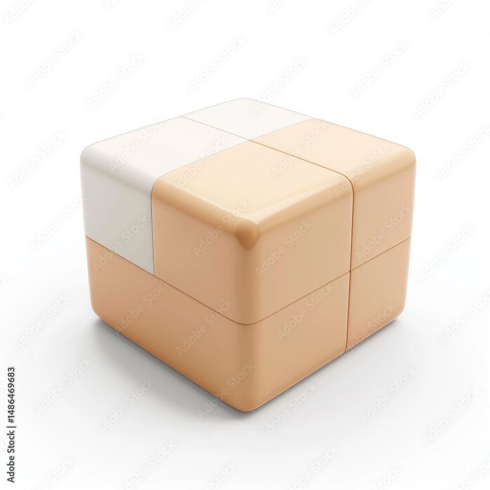 Aufkleber geometric cube with contrasting color sections.