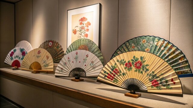 Korean traditional buchae fan displayed on clean wooden surface elegant folds