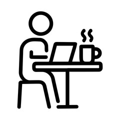 Icon man at laptop working in cafe on white background vector
Vector icon remote work freelance