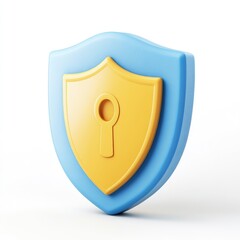 A  3d rendered illustration of a protective shield with a lock.