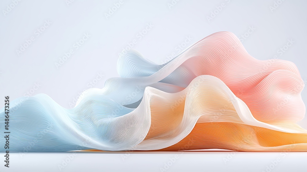 Poster Abstract Pastel Mesh Background with Flowing Lines and Waves