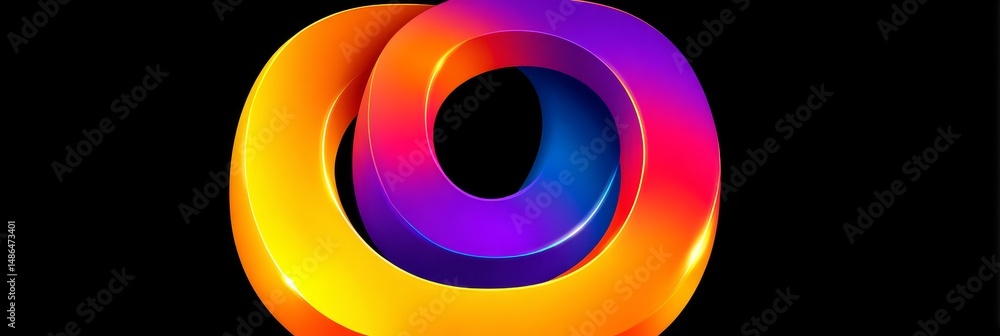 Poster intertwined gradient loops - abstract of two vibrant gradient loops intertwined, creating a dynamic 
