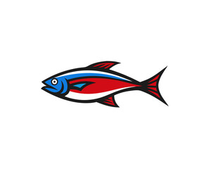 Colorful fish illustration with blue and red details  
