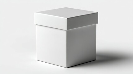 Simple White Box with Lid Minimalist Design for Packaging Product Mockup and Blank Template