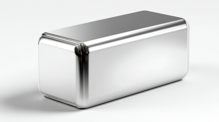 Shiny Metallic Rectangle Object with Reflective Surface Modern Design for Industrial or Tech A