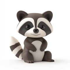 Fototapeta premium Cute digitally rendered cartoon raccoon figurine.