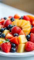 Obraz premium close up of a plate of fruit on a table