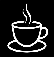 Cup off coffee or tea Icon for design. Outline flat illustration. Easily editable. White line on black background.