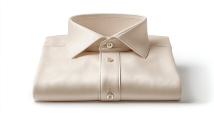 Neatly Folded Beige Dress Shirt with Classic Collar and Buttons Ideal for Fashion Business a