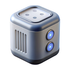 Fototapeta premium Futuristic isometric concept design of a modern cuboid device with illuminated buttons