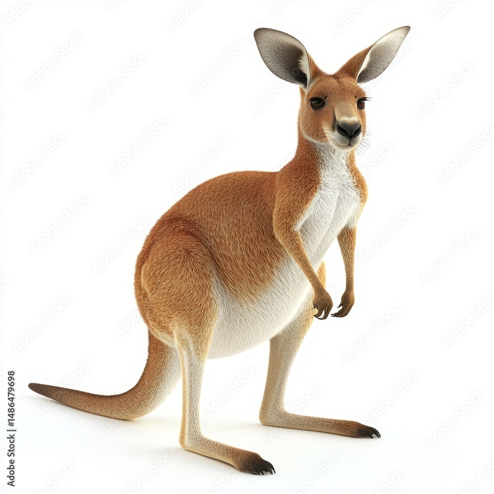 Poster digital rendering of a kangaroo in a setting.