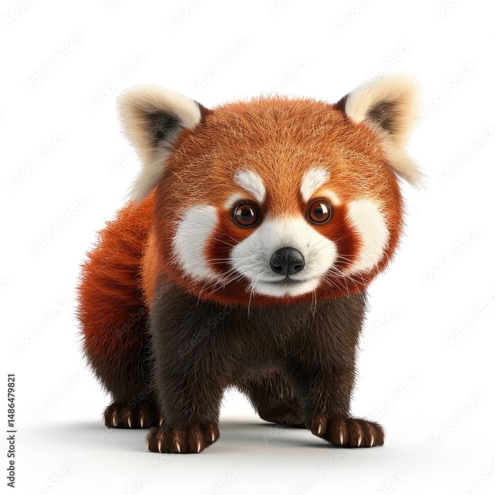 Poster digital rendering of a small red panda.