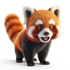 Cheerful, cartoonish red panda digital illustration.
