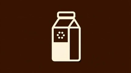 Minimalist Milk Carton Icon on Dark Background  Simple Design for Packaging Food Industry Gra