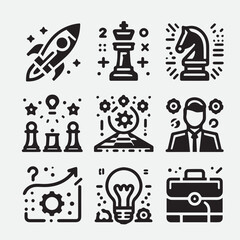  competitor analysis KPI business idea time anagement innovation strategy leadership business model startup strategy brainstorming quarterly planning executive scalable business investor Icon Set