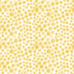 Seamless abstract textured pattern. Yellow circles on white. Digital brush strokes. Design for textile fabrics, wrapping paper, background, wallpaper, cover