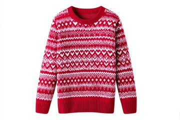 Red Fair Isle Knit Sweater - A cozy red and white Fair Isle patterned knit sweater. Perfect for the winter season