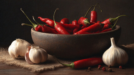 chili peppers and garlic