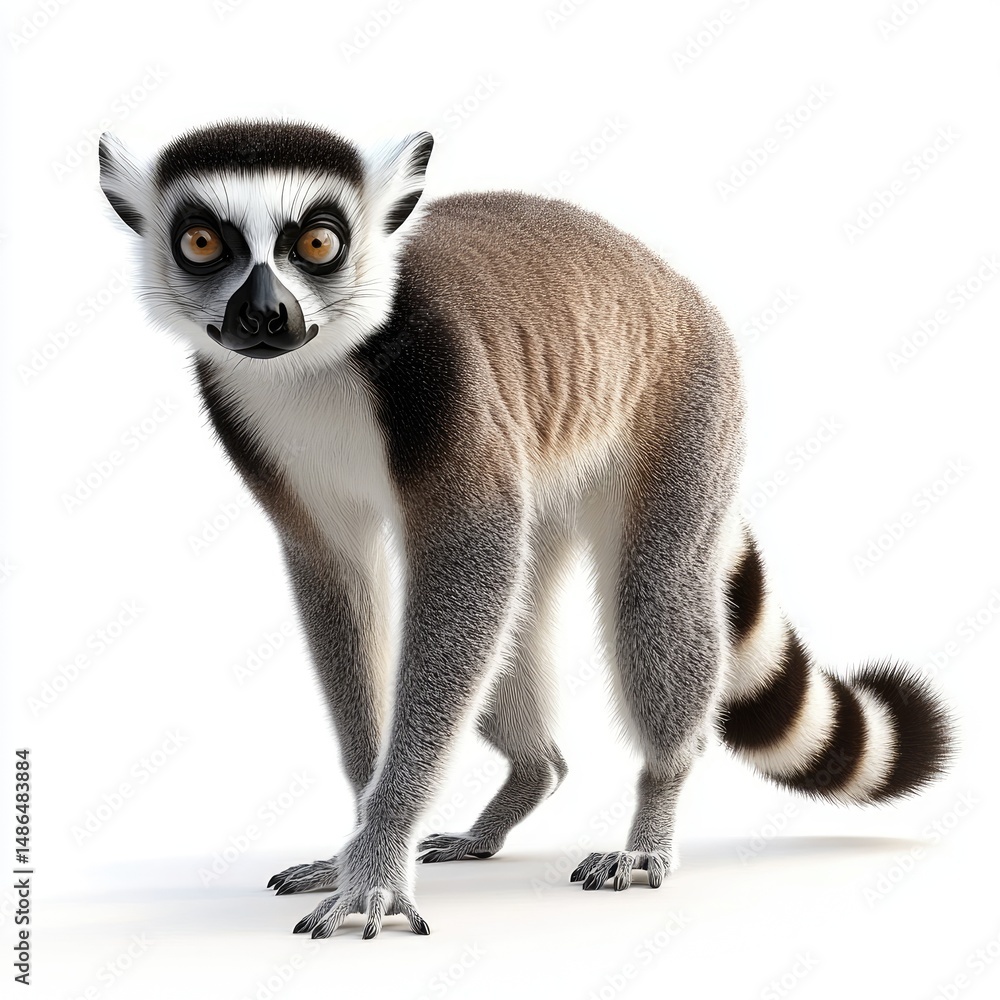 Poster digital rendering of a lemur in a setting.