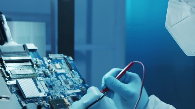 Scientific laboratory filled with various research equipment. Scientists are conducting experiments and research. Science and technology concept.