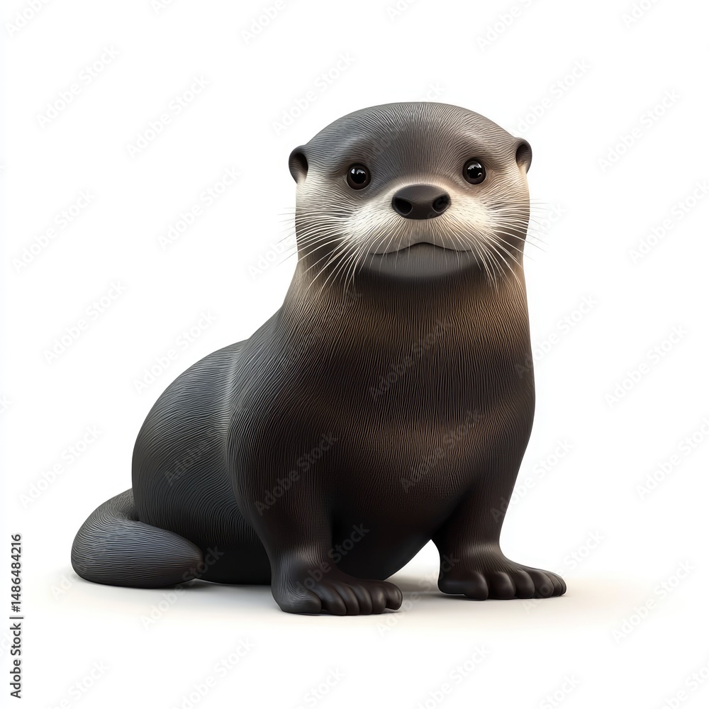 Poster digital rendering of a small, seated otter.